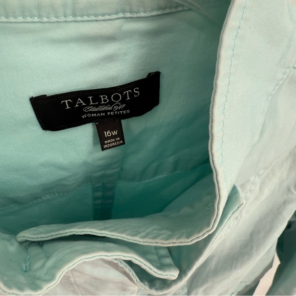 Talbots Womens Jacket Green High Collar Buttons Pockets Cotton Size 16W - Picture 3 of 8